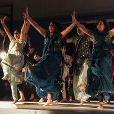 Group of students performing a Bhangra dance